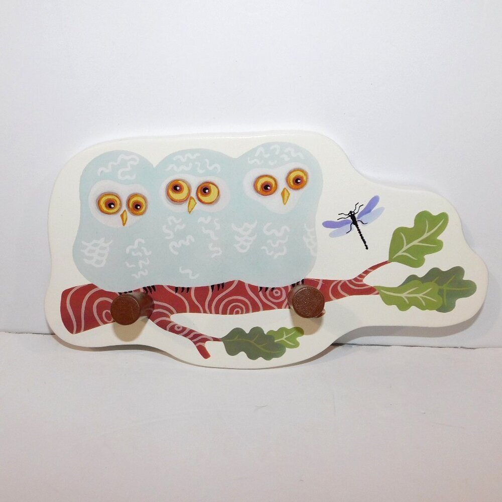 IKEA 3 Baby Owls on Branch Kids Bedroom Wall hanger peg hooks Vandring Uggla